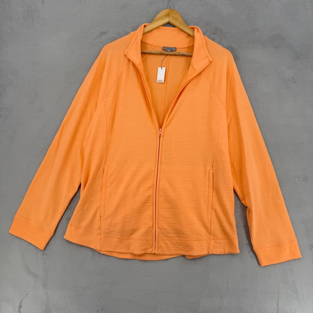 Talbots Orange Full Zip UPF 50+ Jacket Womens XL NWT Cotton Modal Slub Knit